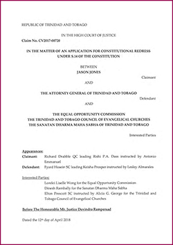 Jason Jones v. Attorney General of Trinidad and Tobago (2018)