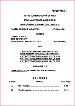 Navtej Singh Johar & Ors. v. Union of India, Thr. Secretary & Ministry of Law and Justice (2018)