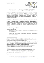 Briefing on the Nigerian Same-Sex Marriage (Prohibition) Act, 2013