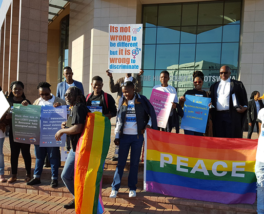 Activists outside the Botswana High Court