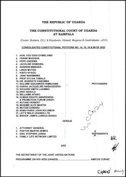 Consolidated Constitutional Petitions No. 14, 15, 16 & 85 of 2023 (Uganda’s Anti-Homosexuality Act 2023)