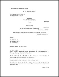 Jason Jones v. Attorney General of Trinidad and Tobago Court of Appeal Judgment